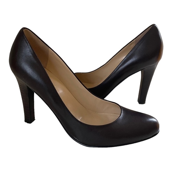Lauren Ralph Lauren BROWN Women Classic Leather Pump 3.5" Heel Shoe 6M - Picture 1 of 7